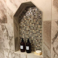 Bathroom with sliding glass door