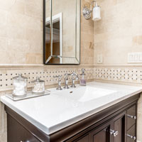 Bathroom with sliding glass door