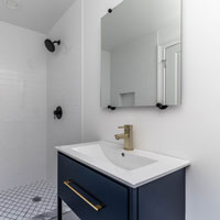 Bathroom with sliding glass door