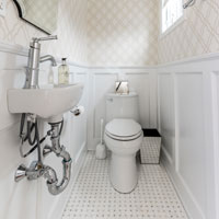 Bathroom with sliding glass door