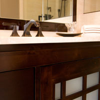 Dark wood bathroom cabinet