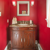 Small Maroon bathroom