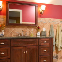 Medium wood bathroom cabinets