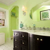 Pastel Bathroom with Dark Accents