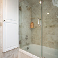 Angled ceiling bathub shower combination