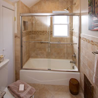 Bathroom with sliding glass door