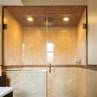 Glass wall shower