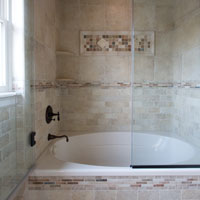Large Bathtub with Half Glass Wall
