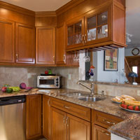 Medium Brown Kitchen Cabinets and Granite Counter Tops