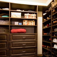 Built in shelves in walk in closet